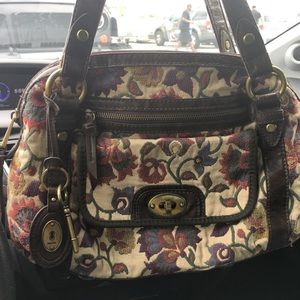 Vintage Fossil tapestry purse.
